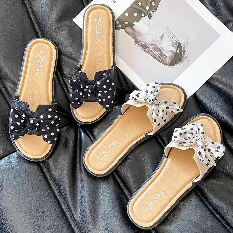 (GS) SANDAL WANITA MOTIF PITA POLKADOT SANDAL SELOP WANITA FLAT