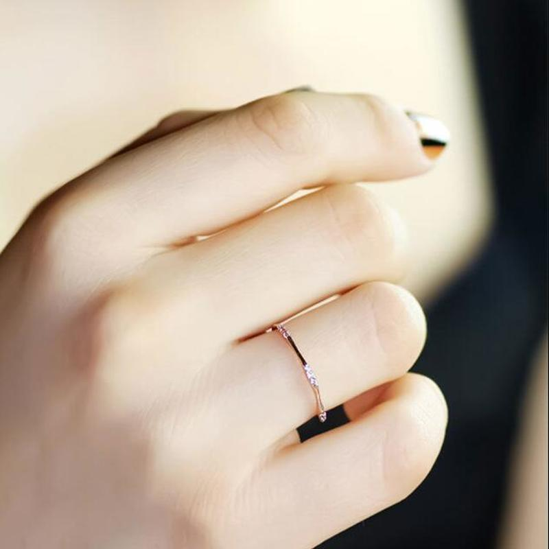 Cincin Wanita Bahan Sterling Silver 925 / Gold / Rose Gold Hias Kristal / Berlian Gaya Korea / Simple Untuk Pertunangan / Pernikahan