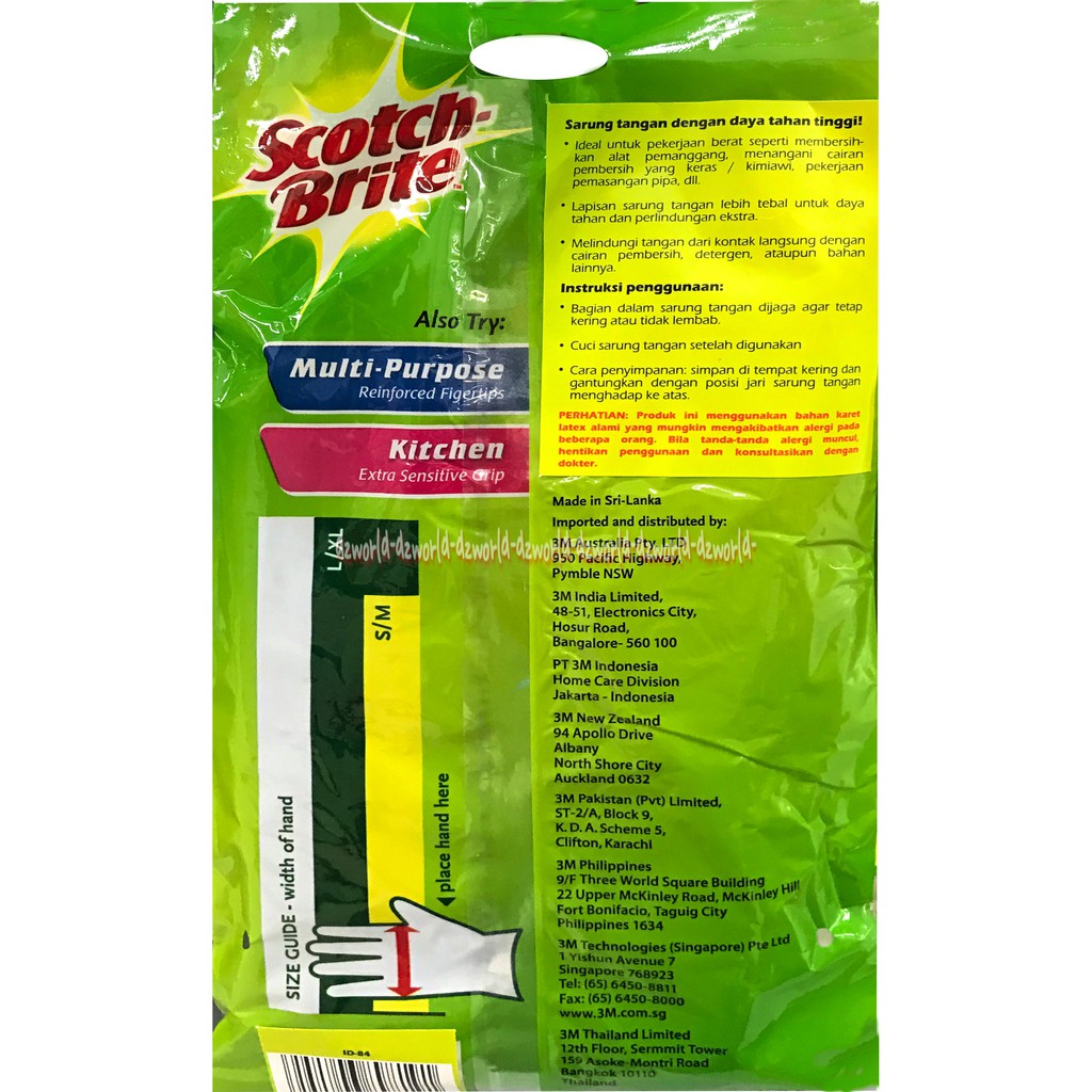 Scotch Brite Heavy Duty Gloves Sarung Tangan Size L Cocok Untuk Berkebun Fresh Lemon Scoth