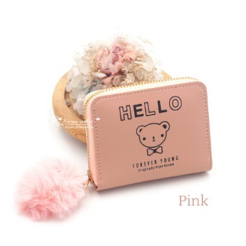 (COD) DOMPET WANITA PLUS POMPOM DOMPET KOIN KOREAN FASHION WALLET