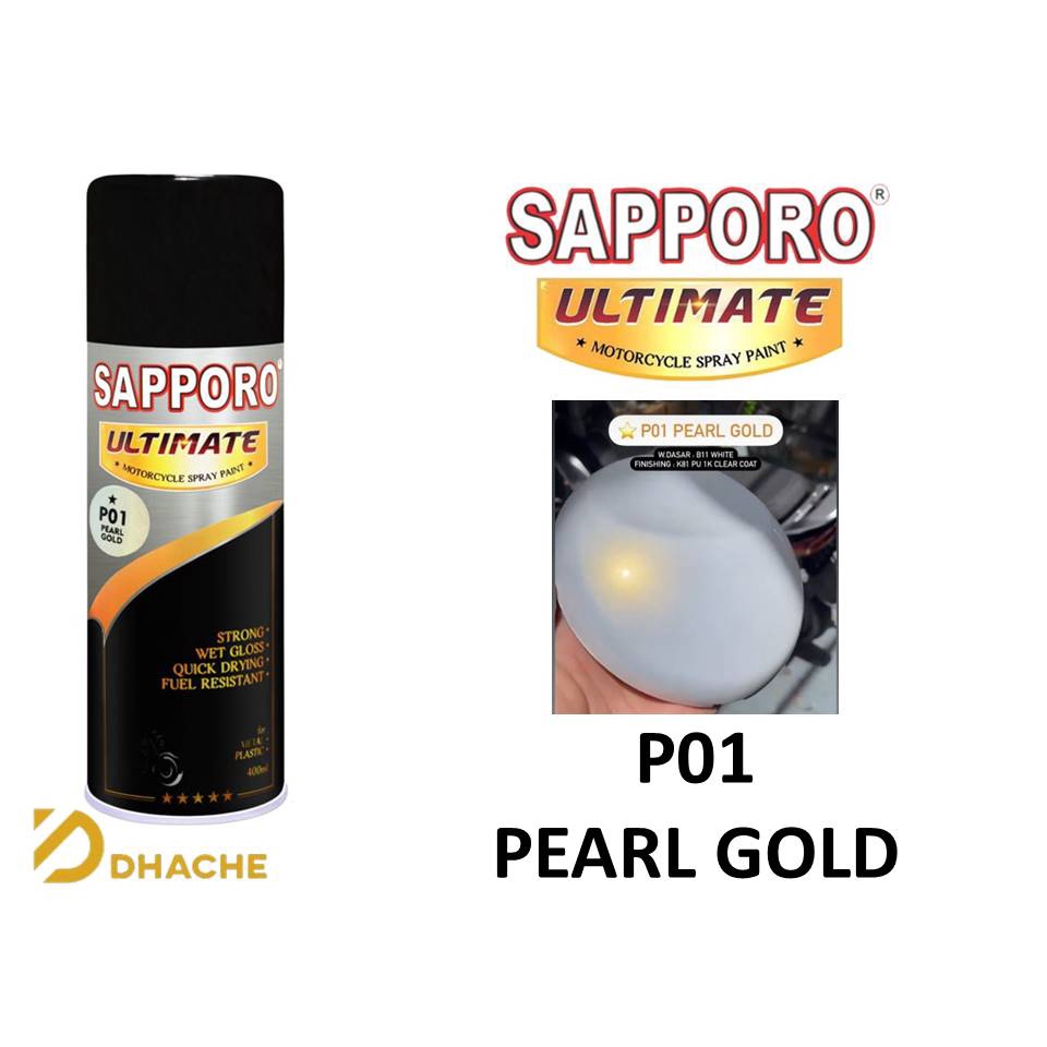 Sapporo Ultimate P01 Pearl Gold Pearl Series / Cat Spray Semprot Aerosol Terbaik