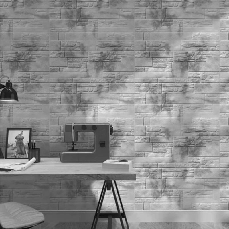 wallpaper sticker foam 3D permukaan timbul motif Batu alam marmer