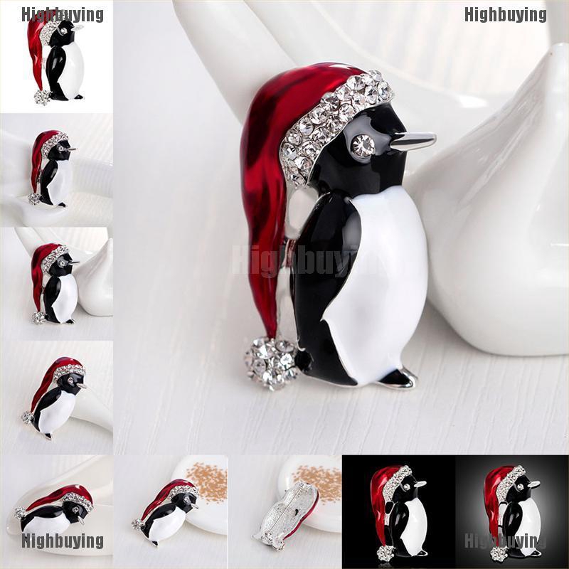 Hbid Glory Bros Pin Bentuk Penguin Elegan Aksen Berlian Imitasi Untuk Hadiah Natal