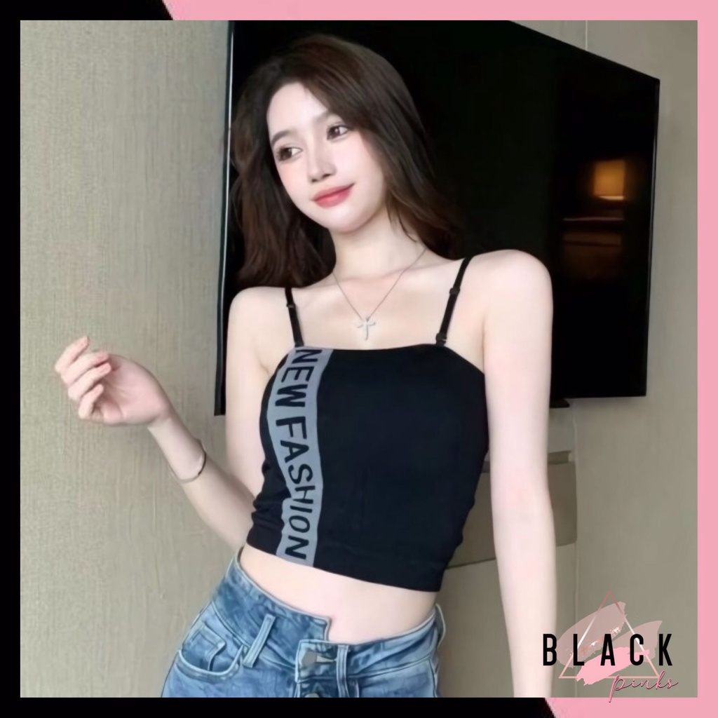 Blackpink Tanktop Wanita Pakaian Dalam Atasan Tanpa Lengan Kasual 1192