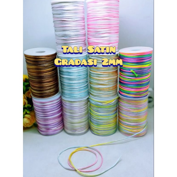 Tali Satin Gradasi 2mm Tali Satin China 1mm Tali Satin Pelangi Tali Satin Rainbow Tali Rainbow Tali 