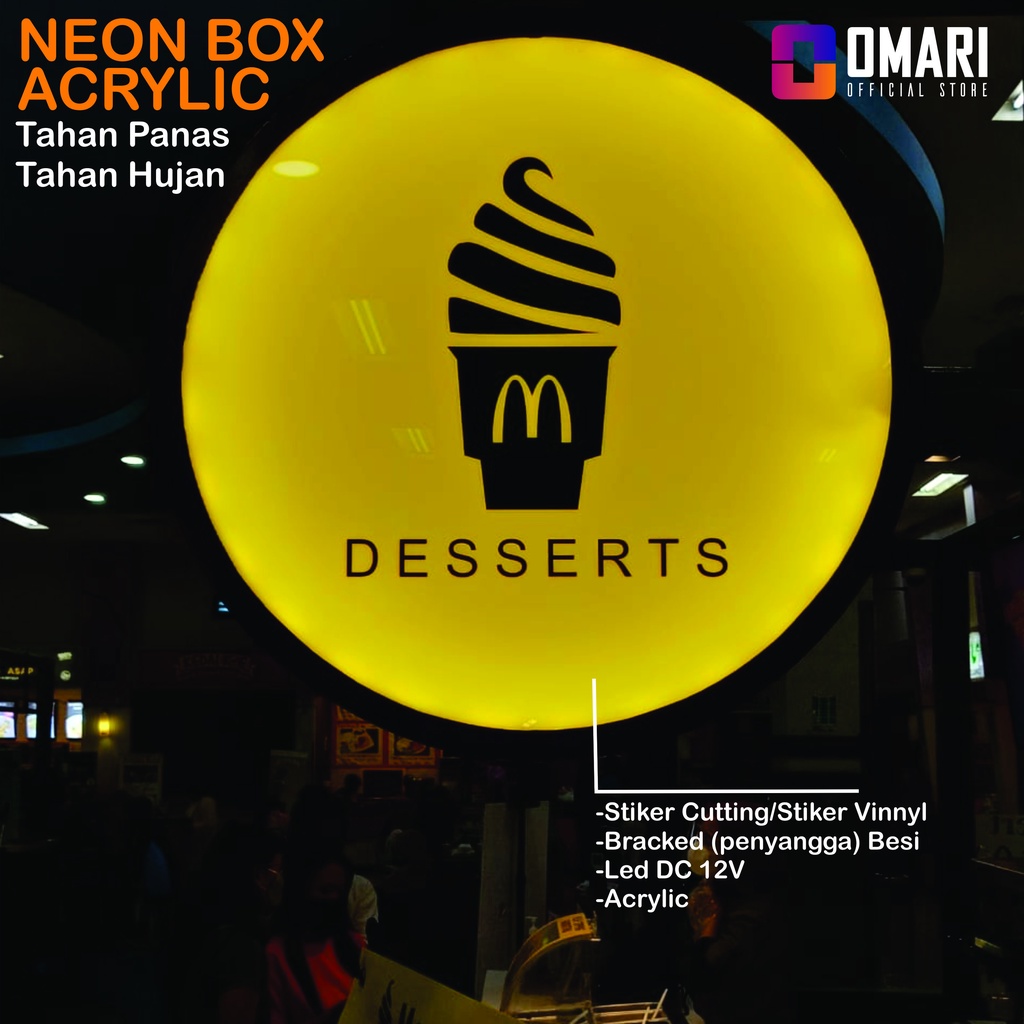 NEON BOX OUTDOOR Premium Custom 2 SISI | BULAT | KOTAK | OVAL | PERSEGI PANJANG