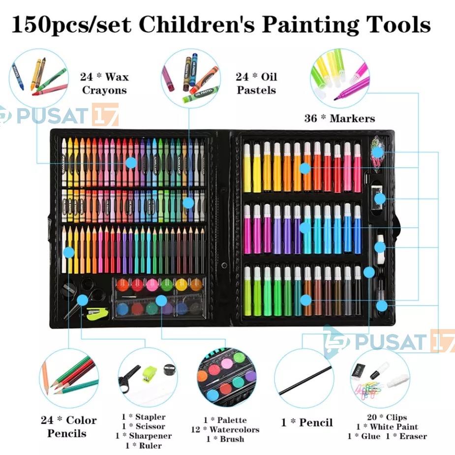 

{A-AGT {✪ PUSAT17 ALAT TULIS SET CRAYON COLOURING SET 150PCS / ART SET 150PCS PENSIL WARNA SET ALAT LUKIS ANAK KRAYON SET amanah