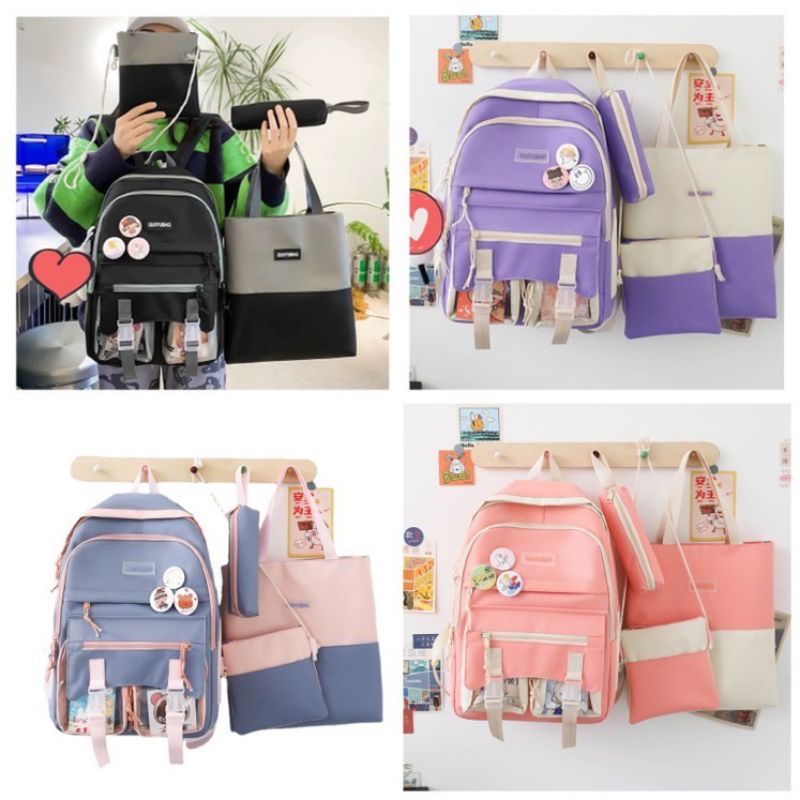 Tas ransel anak IMPORT set 4 in 1 tas sekolah real