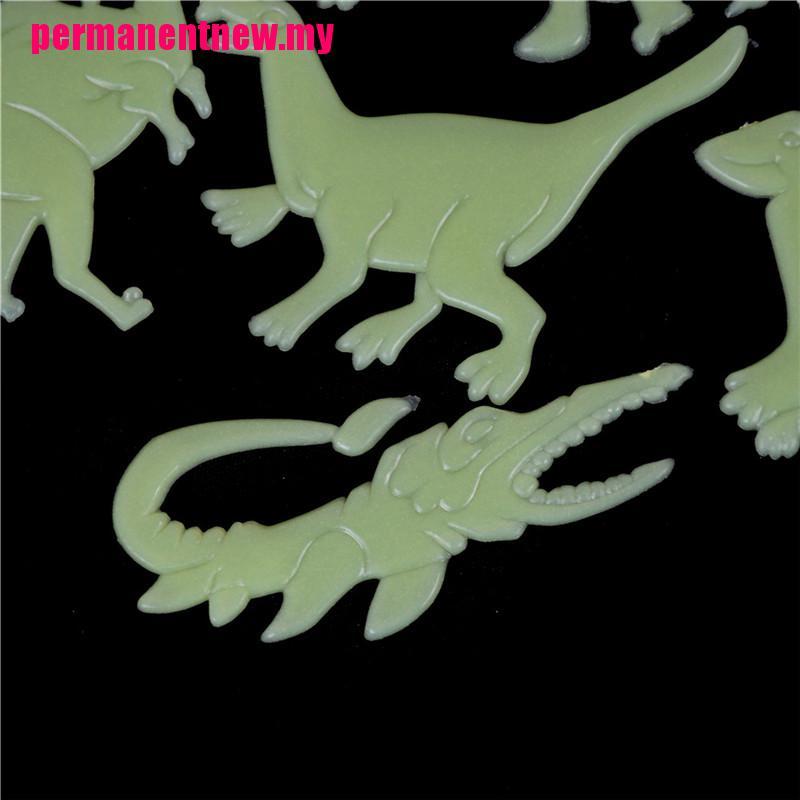 9 Pcs / set Stiker Dinding Desain Dinosaurus Glow in the Dark Untuk Dekorasi Kamar Anak