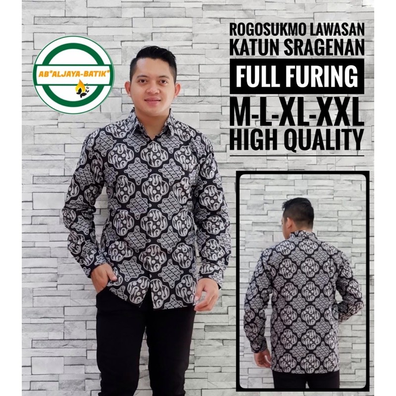 BATIK PRIA ROGOSUKMO LAWASAN LAPIS FURING KATUN HALUS SRAGENAN SIZE M-XXL HIGH QUALITY