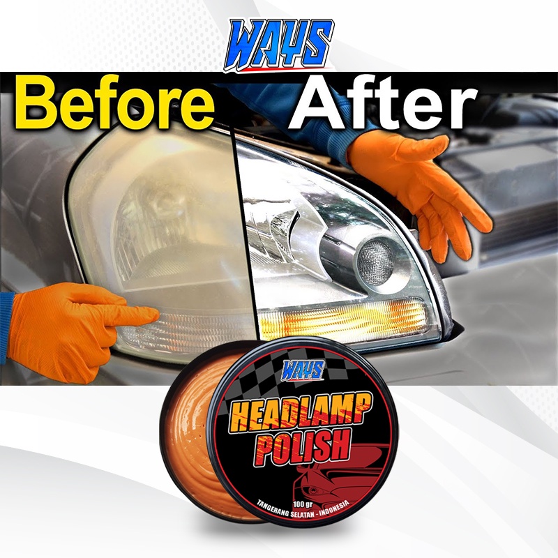 A026 | WAYS Headlamp Polish Penghilang Noda Kuning Kaca Mika Lampu Depan Mobil Motor - FREE Applicator