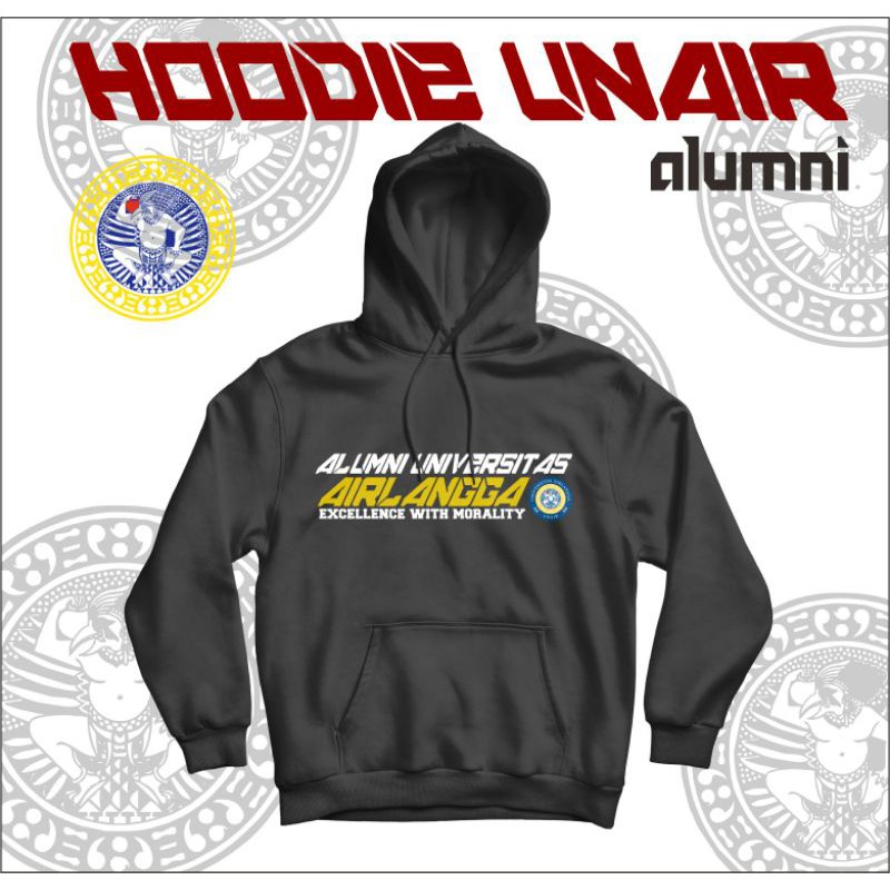 Alumni UNAIR Universitas Airlangga Surabaya Hoodie Abu Misty & Black