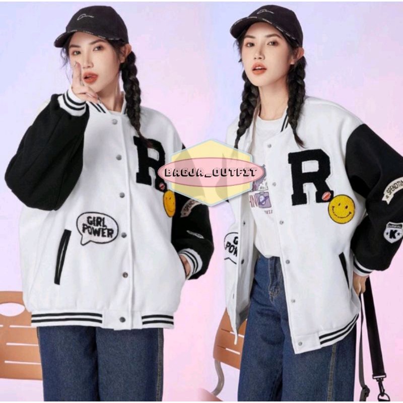 jaket basebal wanita oversize - R SMILE BASEBALL Jaket versi korea