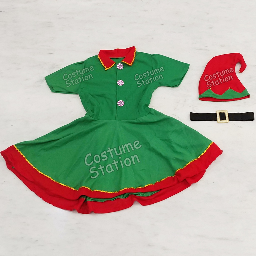 Kostum Green Santa Elf / Costume Peri Kurcaci Hijau Santa Natal Christmas dewasa cewe