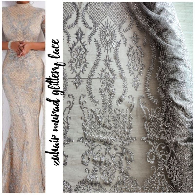 Lace Brokat Semi Perancis Zuhair Murad Glittery Sugar Candy Sparkling Original Premium