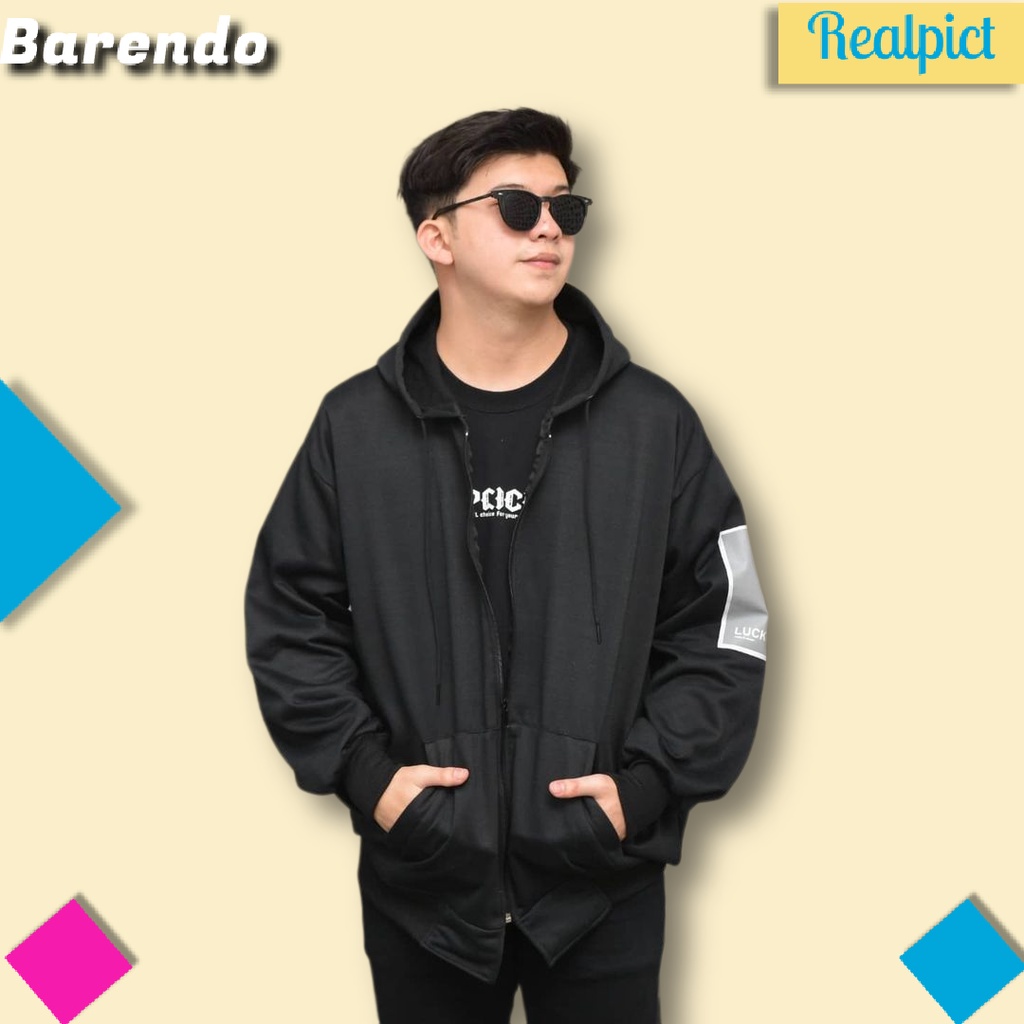 Sweater Hoodie Distro Pria Polos Ukuran Jumbo XXL Warna Hitam