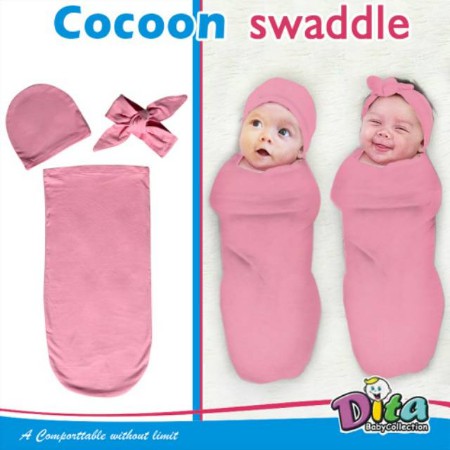 SNI [Perlengkapanbayimurah] Bedong INSTAN Dita Moons Care Cocoon Swaddle POLOS Rainbow/Bedong Bayi Instan TOPI BANDANA