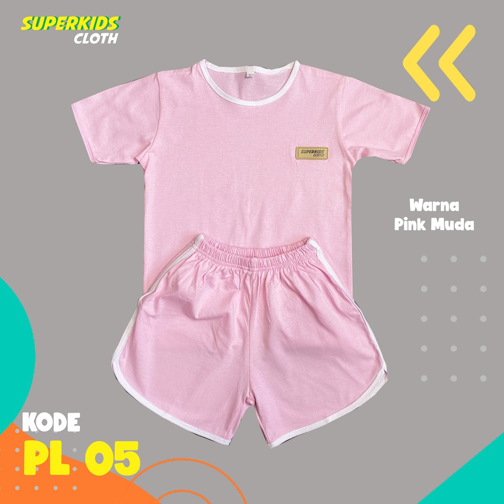 SETELAN ANAK COWOK CEWEK PLAYSET SUPERKIDS CLOTH PINK MUDA