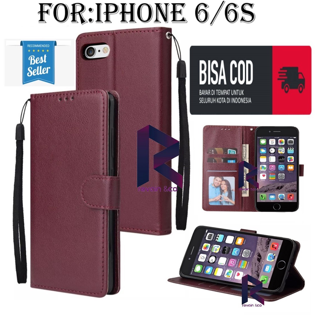 FLIP COVER IPHONE 6/6S CASING FLIP WALLET LEATHER KULIT PREMIUM SARUNG BUKA TUTUP FLIP CASE IPHONE 6/6S