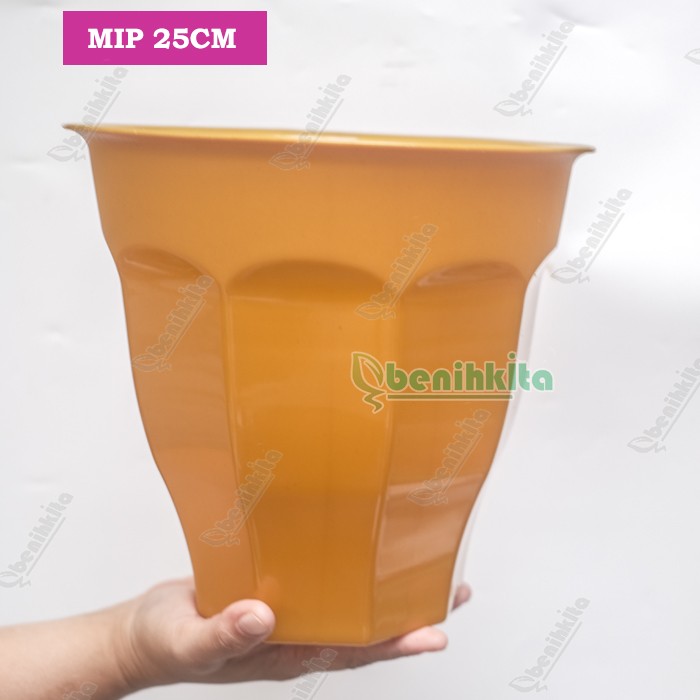 Pot Tanaman-Bunga Tinggi Warna Gold 25cm (MIP)