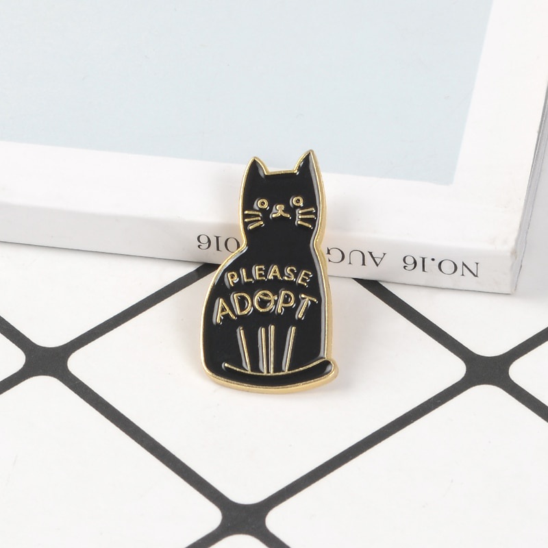 Bros Pin Enamel Desain Kartun Kucing Hitam Untuk Hadiah Anak