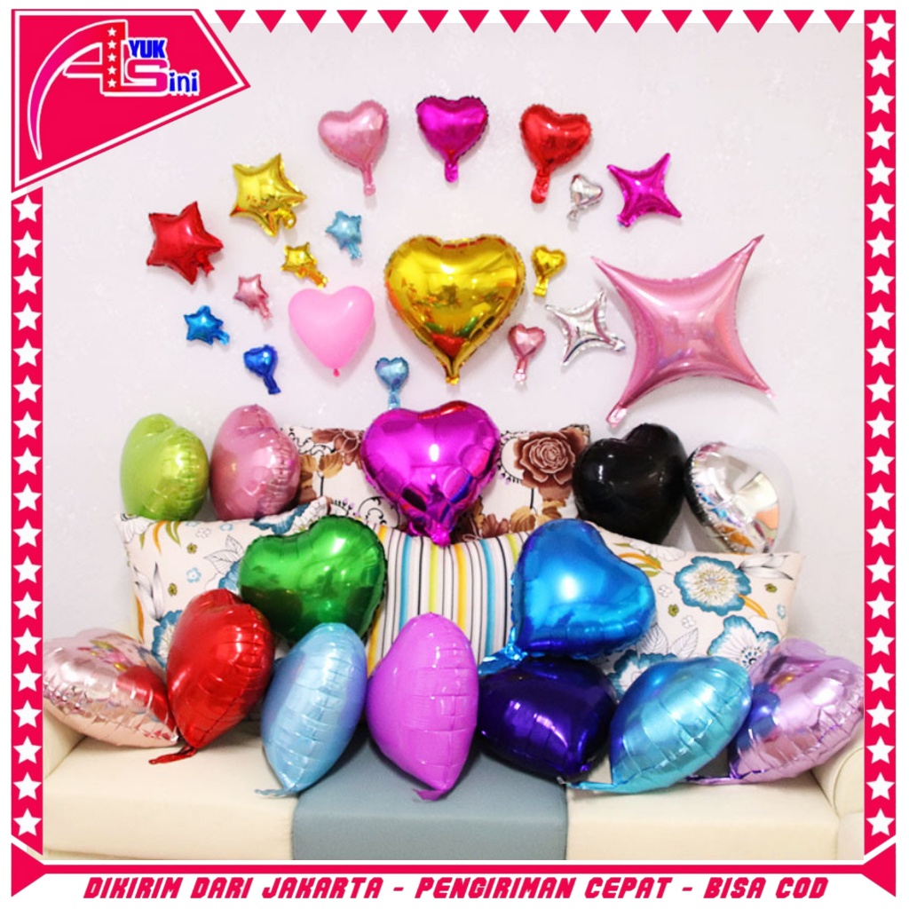 Jual Balon Foil Love Star Balon Foil Bentuk Bintang Dan Hati Balon Foil