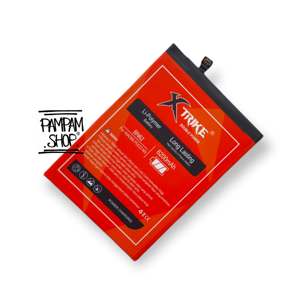 Baterai XTRIKE Double Power Original XiaoMi Poco M3 Redmi 9T BN62 Pocophone Batre Batrai Battery HP Handphone Ori BN 62