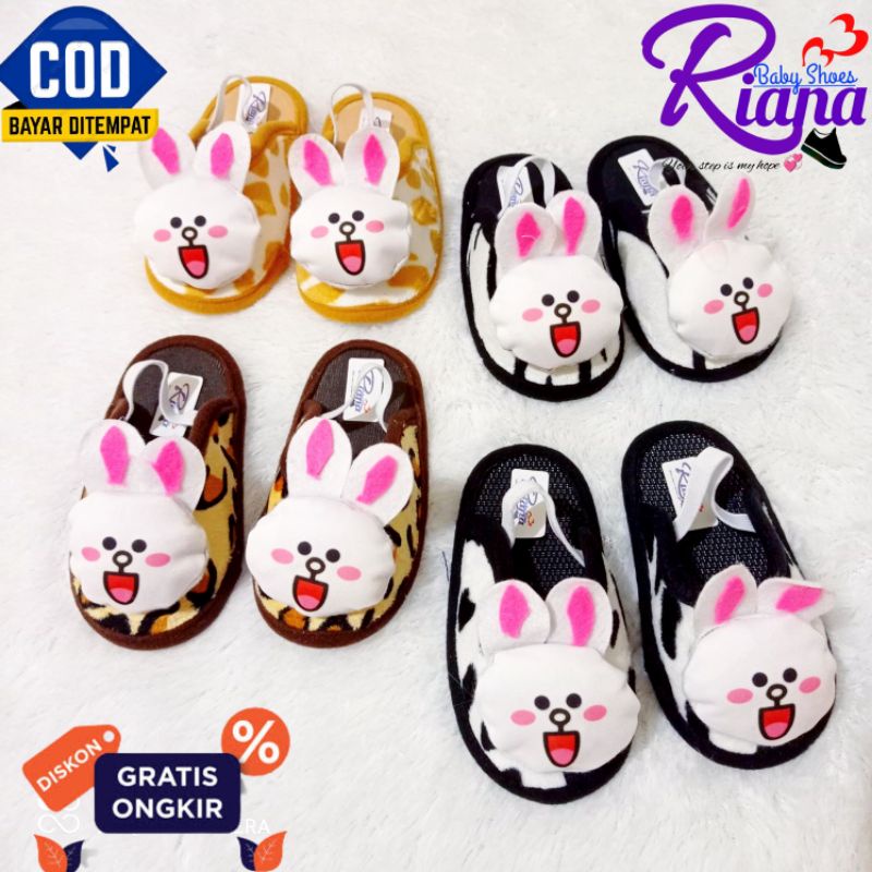 Sandal Slop Bayi Bapau Boneka Kelinci Usia 8-20 Bulan