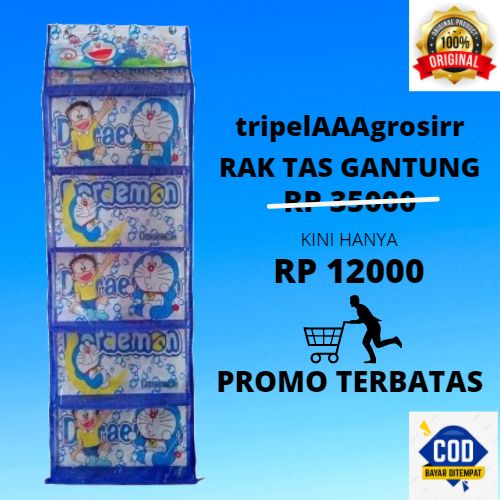 Rak Tas Gantung Resleting Hanger Bag Zipper Motif Karakter Kartun