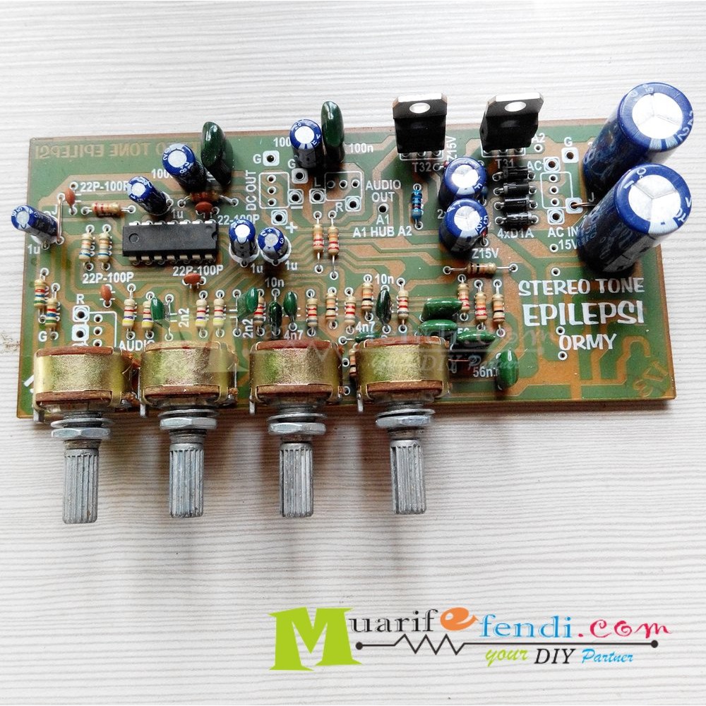 KIT Tone Control Stereo IC opAmp TL074 084 Treble middle bass plus regulator EPILEPSI 173