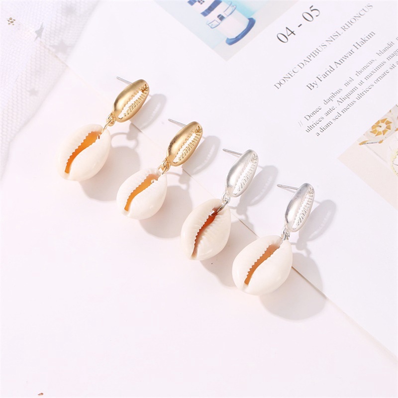 Anting Drop Dangle Manik-Manik Kerang Batu Alam Untuk Wanita