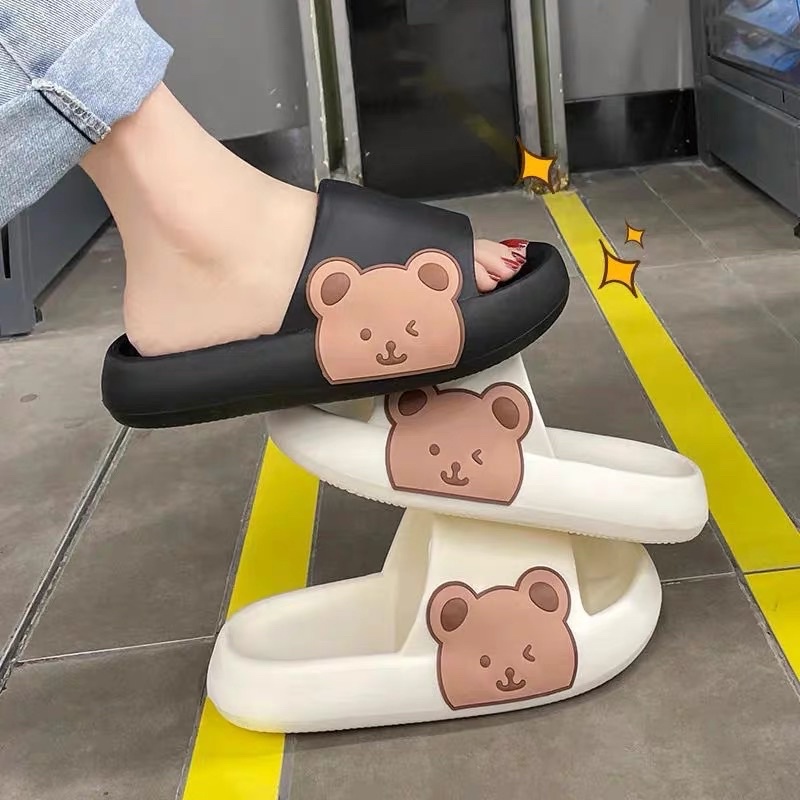 SANDAL WANITA PRIA RUBBER KARET RUMAHAN OUTDOOR JALAN BERUANG BEAR TERBARU TINGGI ANTI LICIN