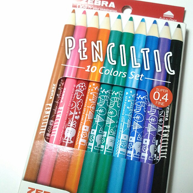 Pulpen Penciltic Zebra/ Pulpen Warna 10 Colors Set