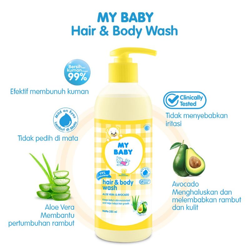 My Baby Hair &amp; Bodywash Aloevera &amp; Avocado Pump 385 ml