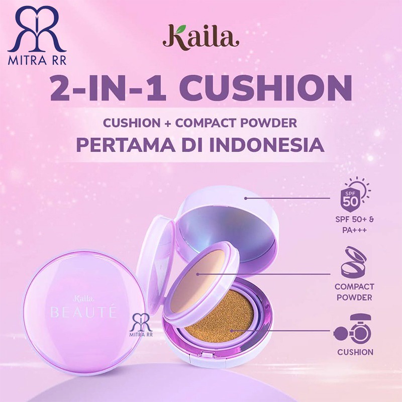 Kaila Beaute 2in1 Cushion | Foundation + Compact Powder | Make Up Alas Bedak Cushion SPF 50+ PA+++