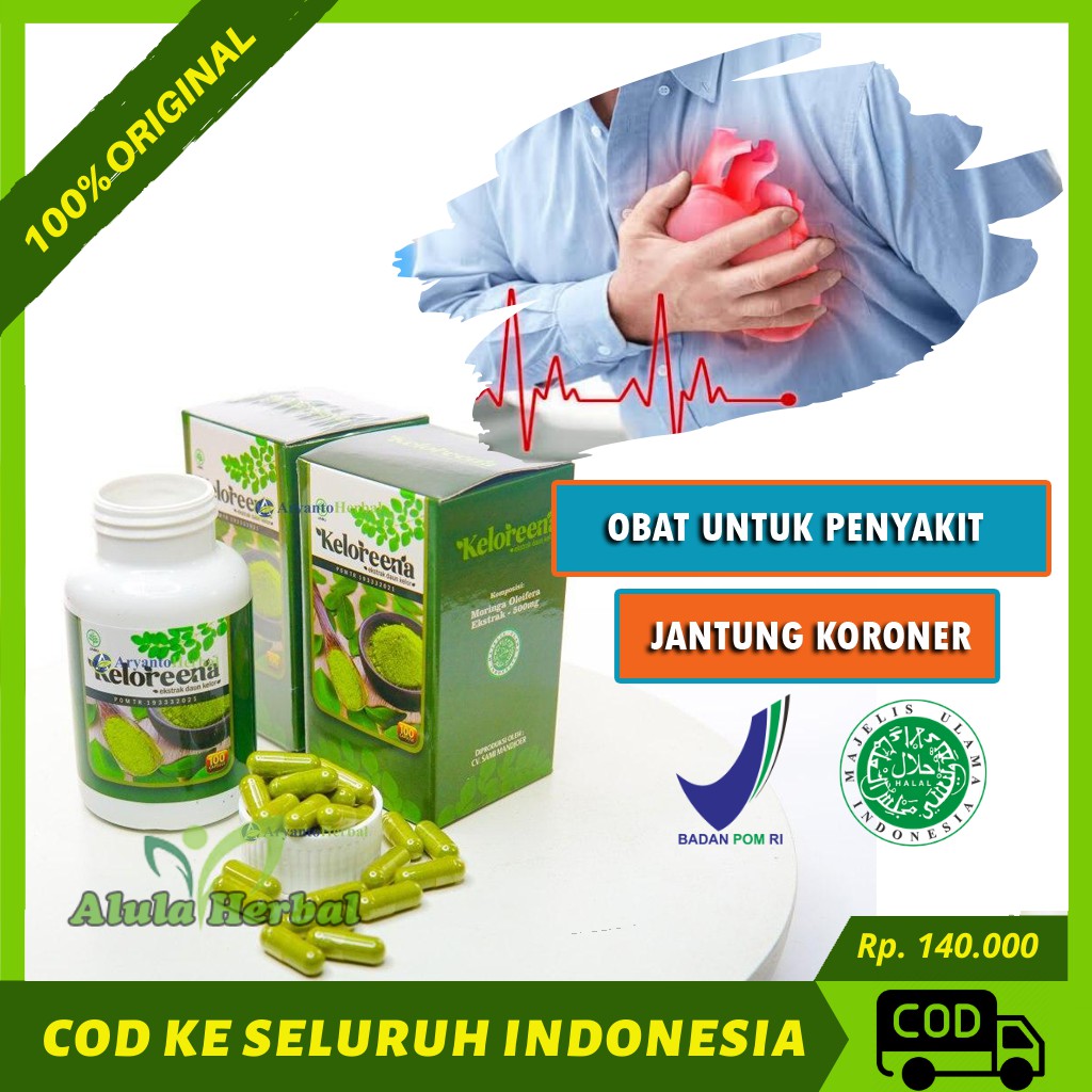 Obat Jantung Koroner, Bengkak, Berdebar, Lemah, Bocor Herbal Keloreena Kapsul Asli Daun Kelor