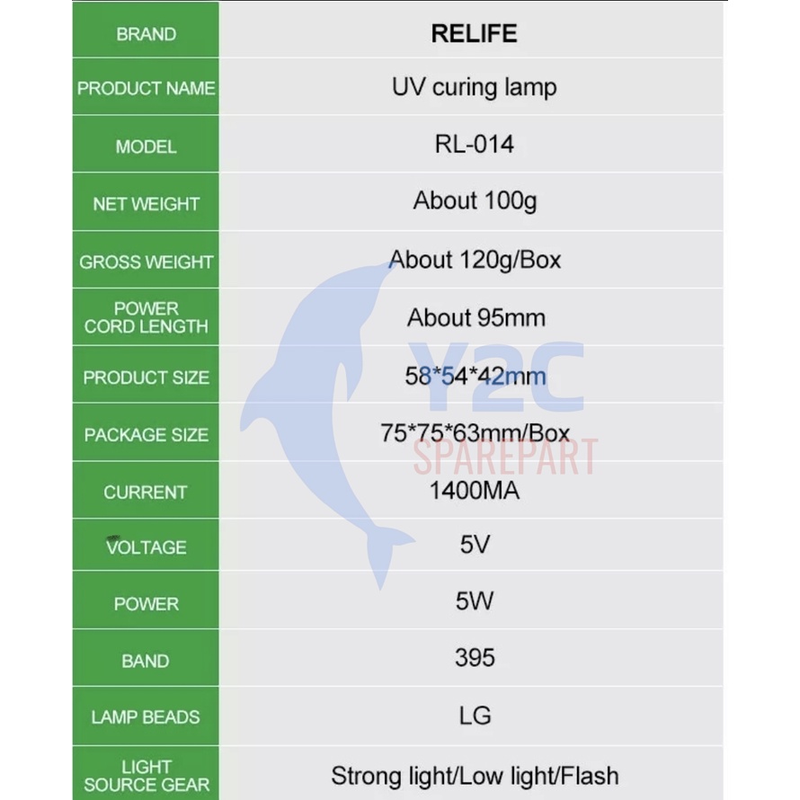 LAMPU UV RELIFE RL-014 USB / PENGERING LEM OCA / ALAT SERVIS SERVICE HP