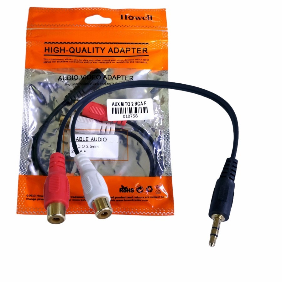 Kabel Konektor Audio Aux 3.5mm to 2 RCA Female