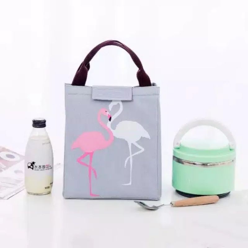 Tas Bekal Lunch Bag Motif Flamingo Panjang