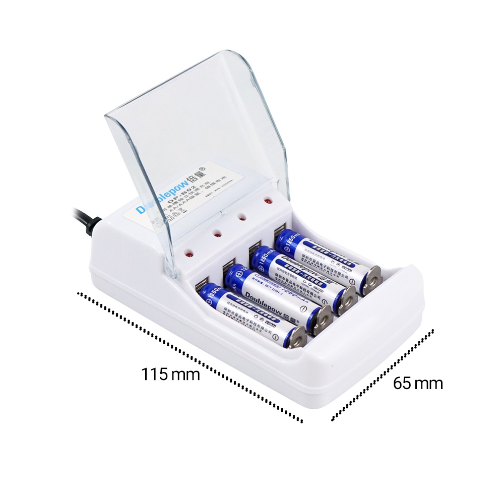 Charger Baterai 4 slot for AA/AAA with 4 PCS AAA Battery 1250mAh - DP-B02 - S3AD02WH White