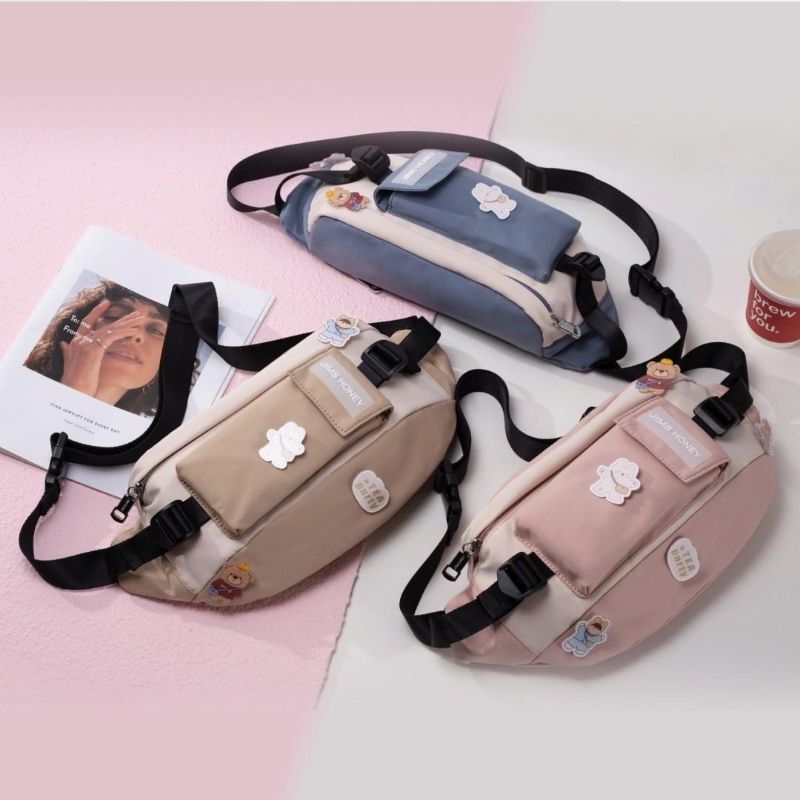 Free Pin Olaf Waistbag Jims Honey Unisex Pria Wanita