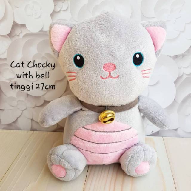 Boneka Chocky Cat with bell kucing panda anjing