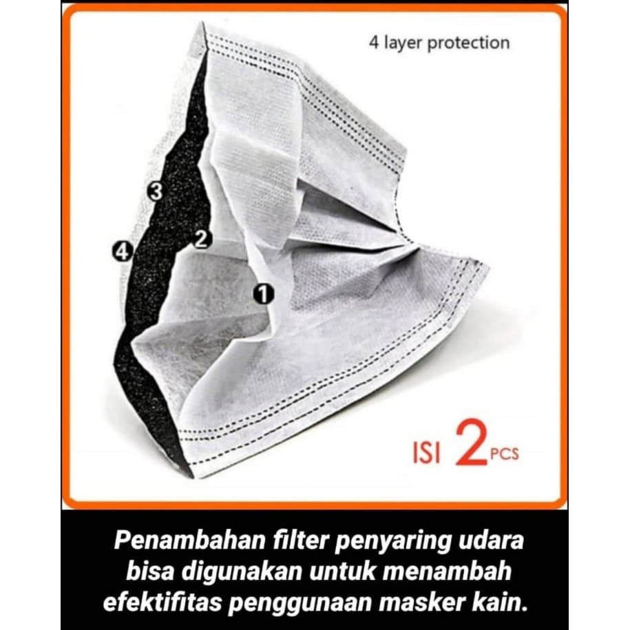 FILTER Masker Kain 4ply Standard Medis Anti Air Bersin, Batuk, Virus Seperti N95 UNIVERSAL IMPORT