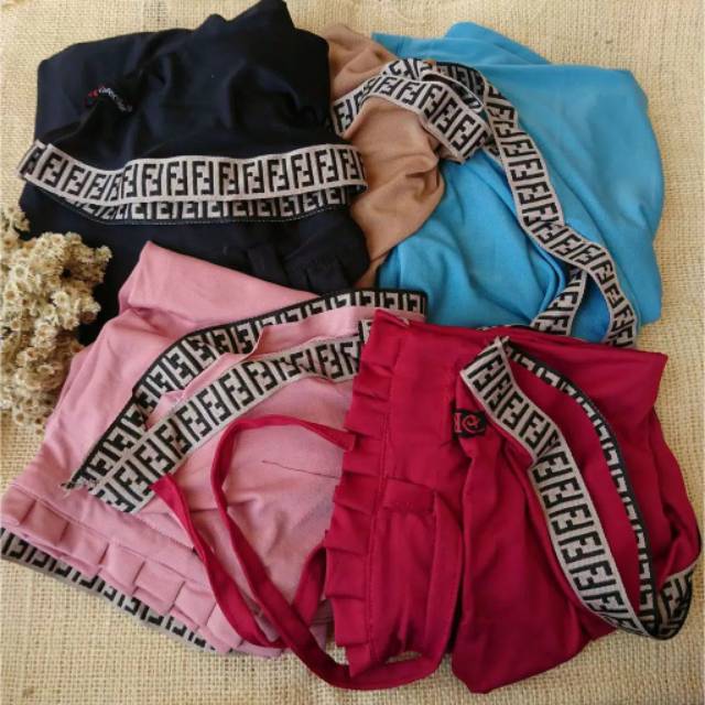 Hijab Instan Gerigi Tali FF/Bergo Tali Pet Gerigi Sporty FF-2