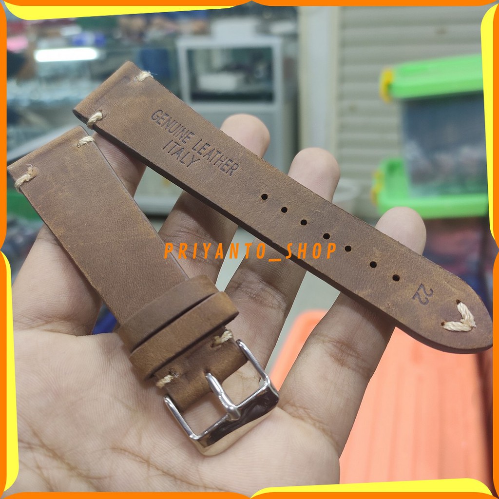 STRAP TALI JAM KULIT LEATHER ASLI JAM TANGAN ZORRO 20MM 22MM BROWN NON LOGO