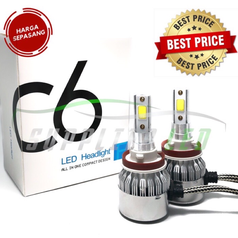 Lampu LED MOBIL C6 SILVER H8 H7 H4 H9 H11 PNP