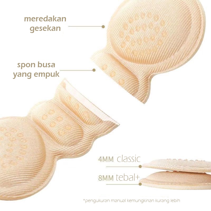 Bantalan Pelindung Tumit Anti Lecet, Insole tambahan, Sepatu Kebesaran, Sol Tumit, 1 Pasang