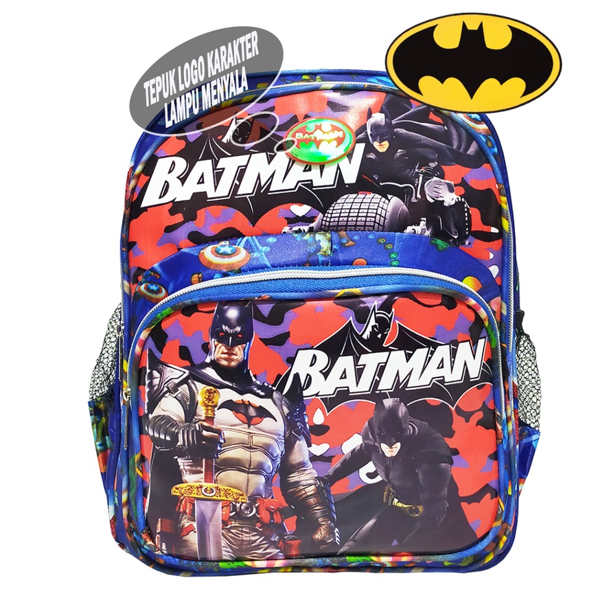 Tas Ransel Anak Laki laki Paud / Tk Led Lampu Nyala karakter BATMAN FREE BOTOL