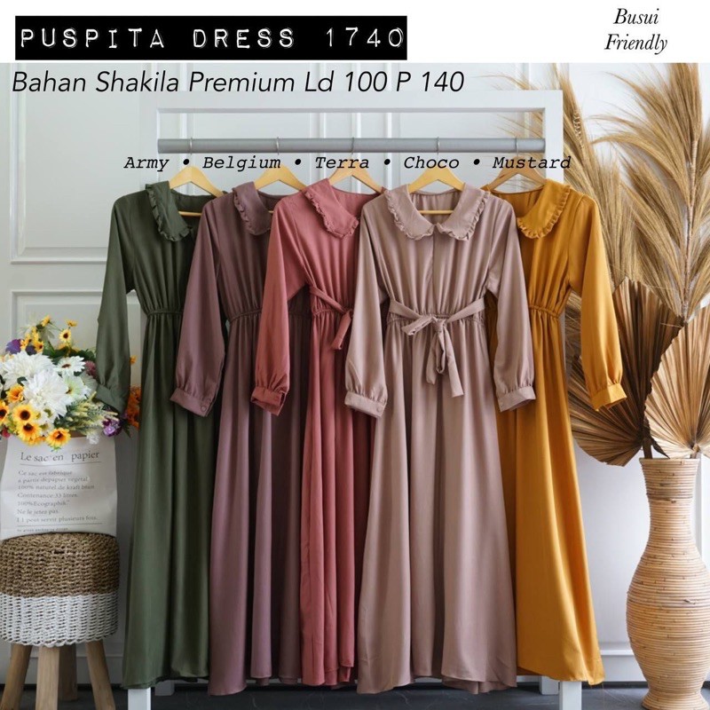 [REAL PICTURE] PUSPITA DRESS GAMIS LEBARAN HAZELNUT PREMIUM TANAH ABANG PGMTA METRO GROSIR SUPPLIER