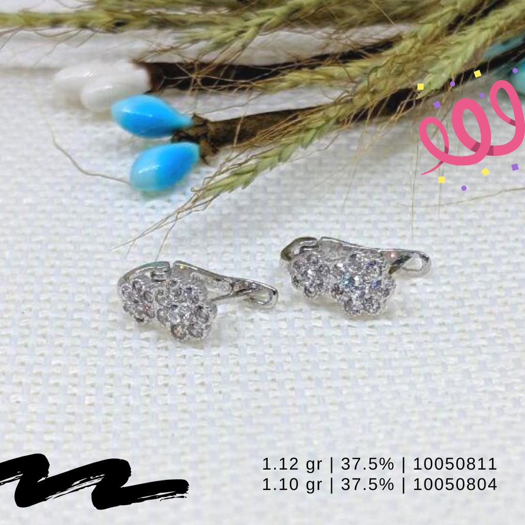 ANTING JEPIT EMAS PUTIH ASLI FASHION MATA PUTIH KADAR 375